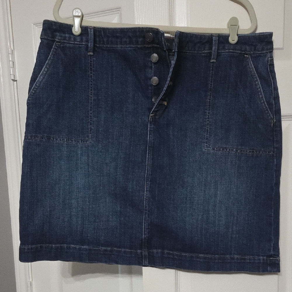 Denim Button-Front Skirt